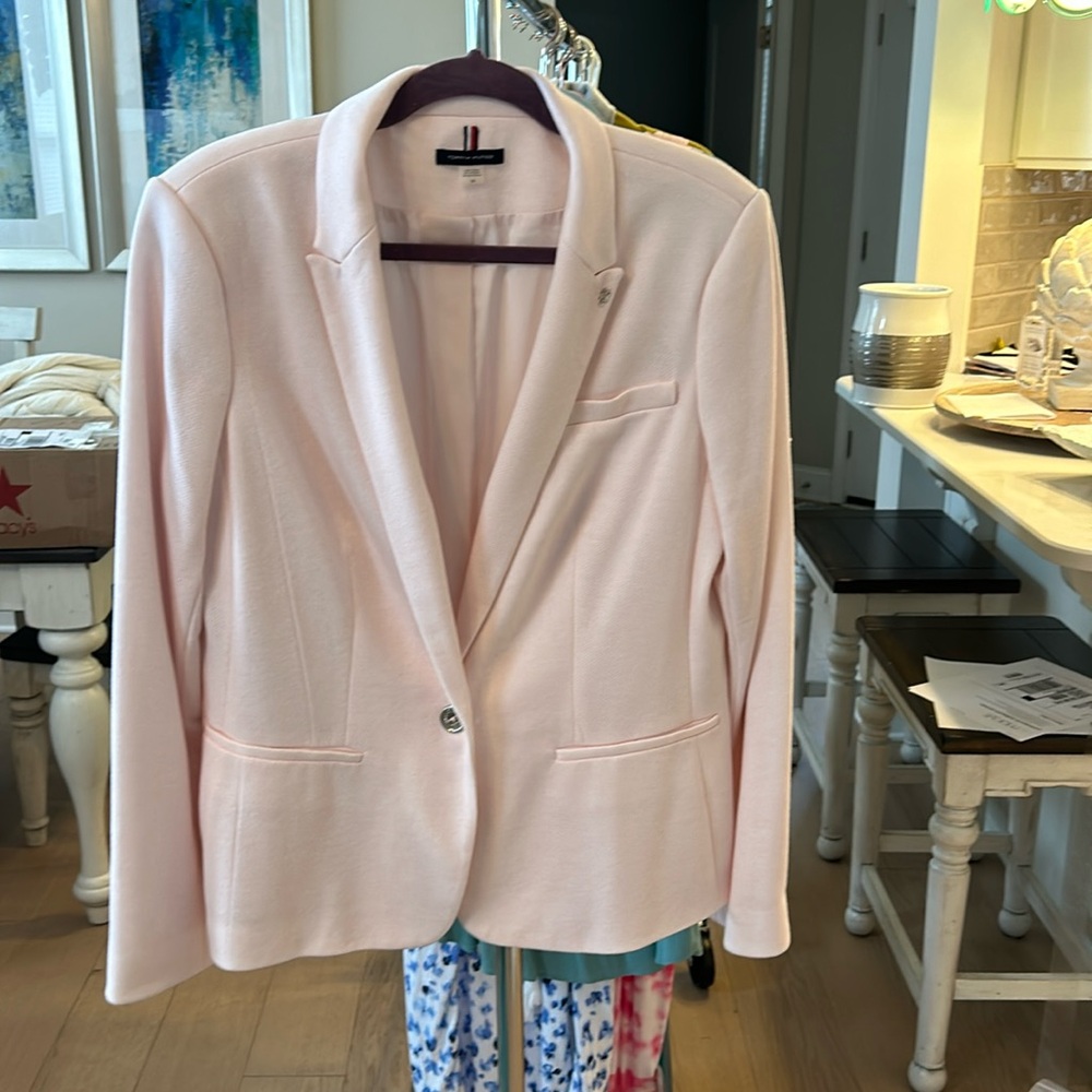 Never Worn light pink with Denim patches on the sleeve So cute and classy